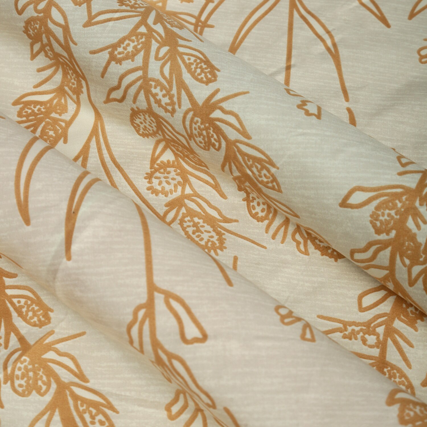 Beige Floral 180 TC Fitted 1 King  Bedsheet with 2 Pillow Covers