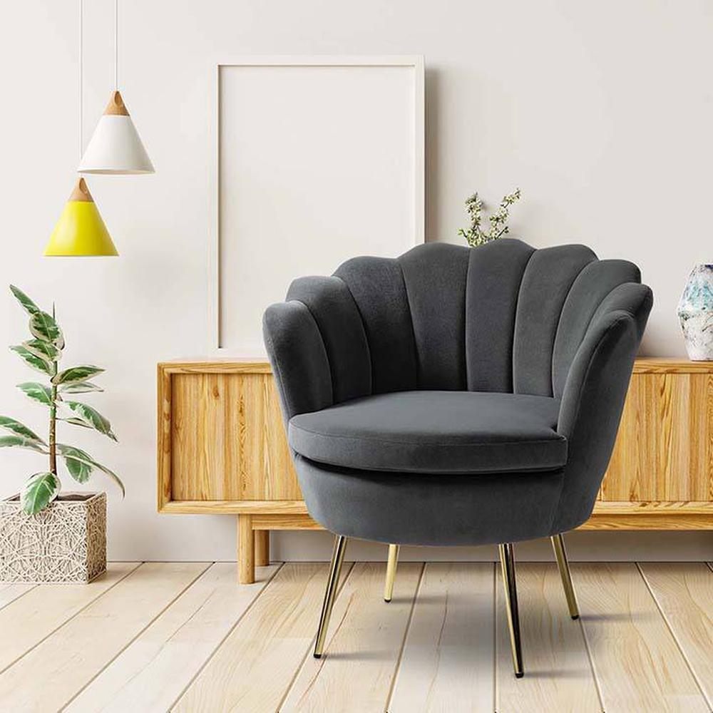 Melta Fabric Accent Chair in Grey Colour