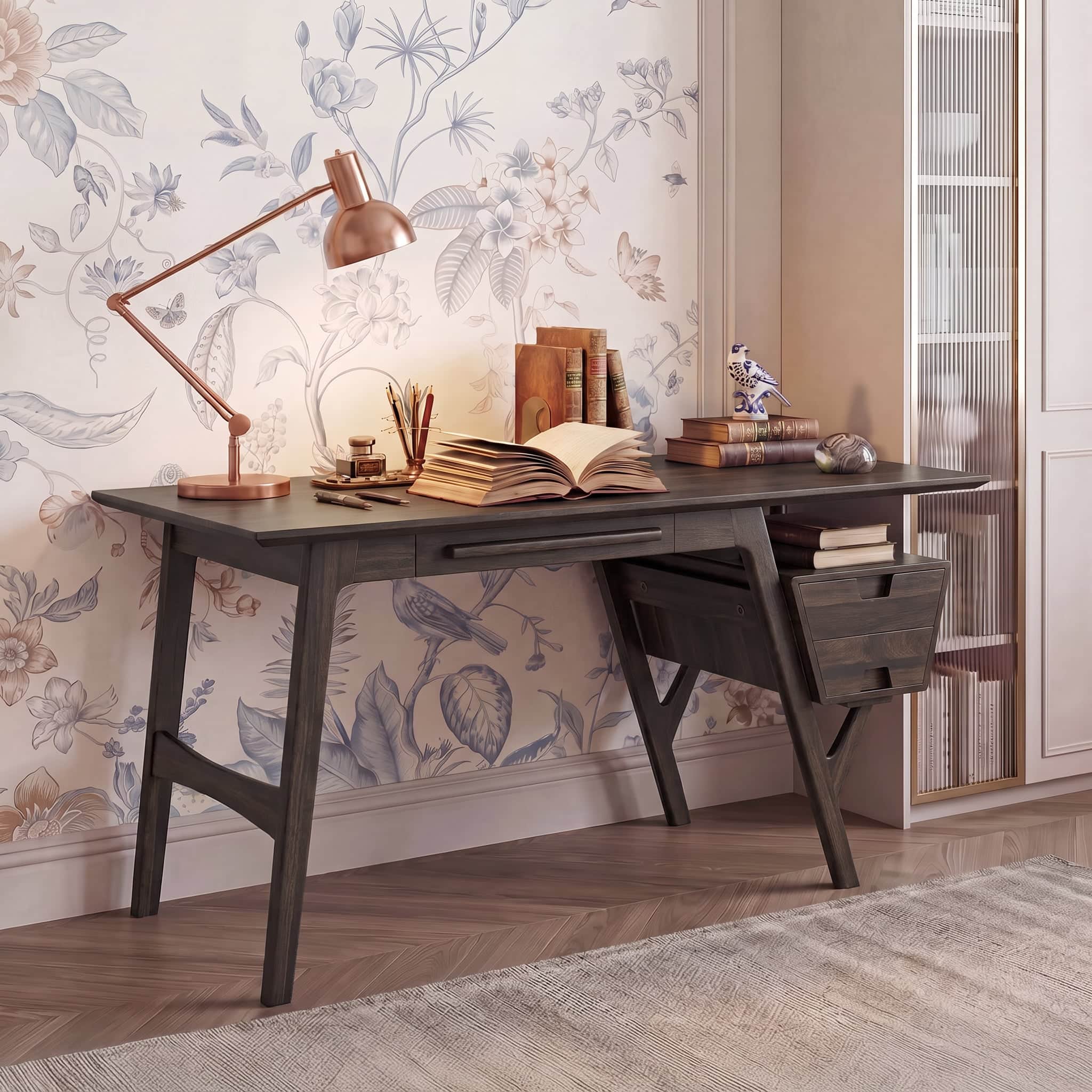 Arden Solid Wood Study table in Dark Chestnut Finish - Urban Ladder