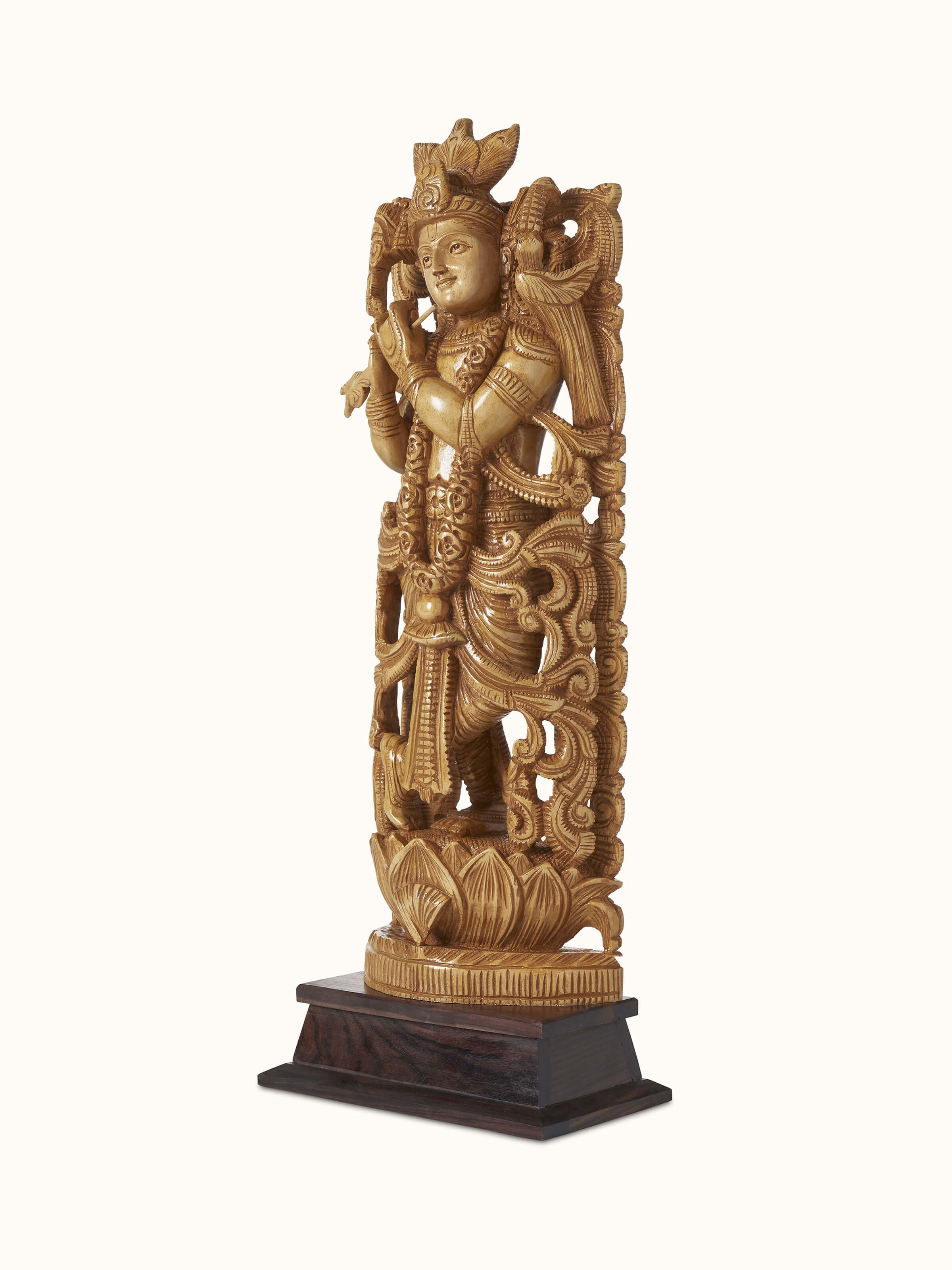 Angled view showing artistic woodwork and detailing