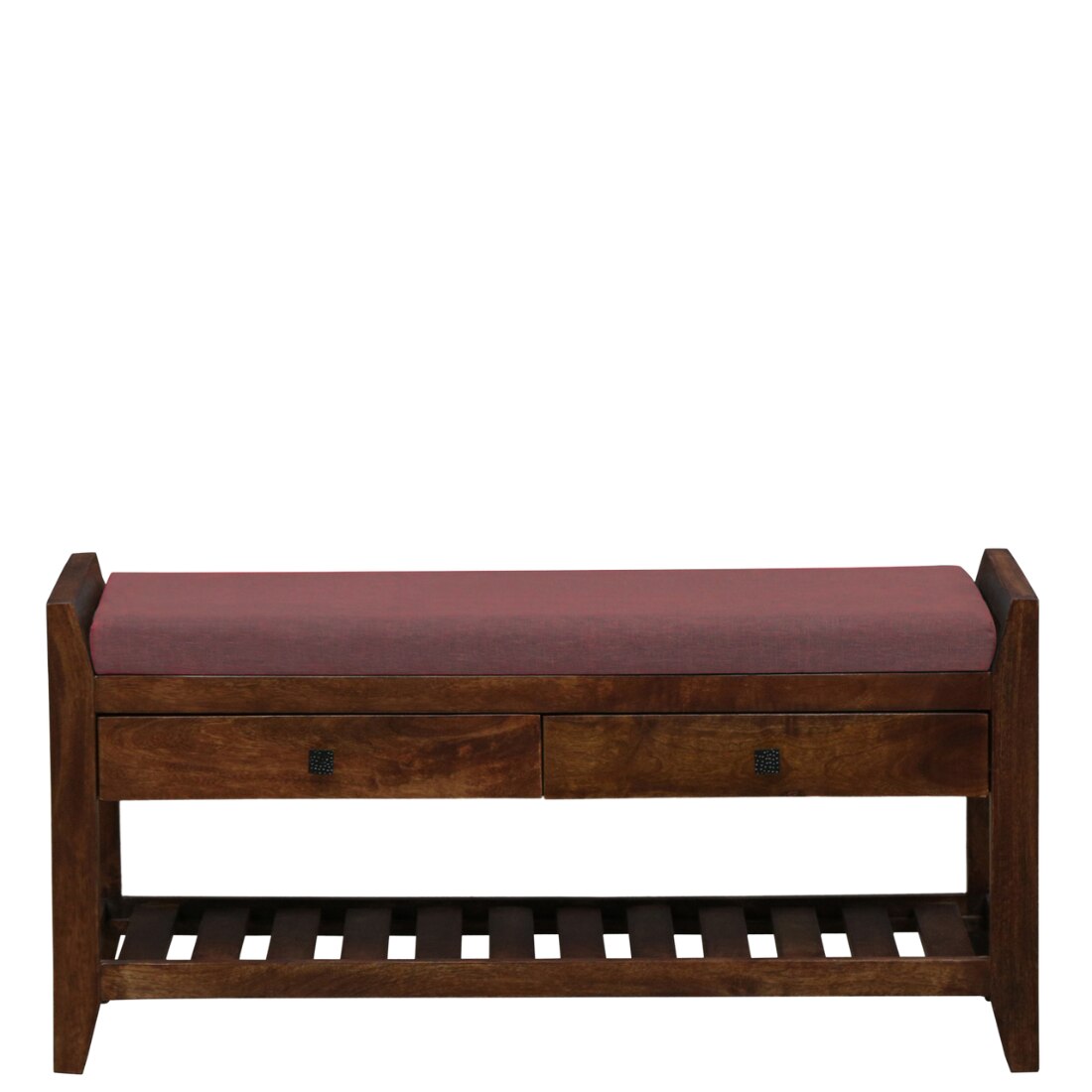 Halden Solid Wood Shoe Rack with Seating in Walnut Brown finish