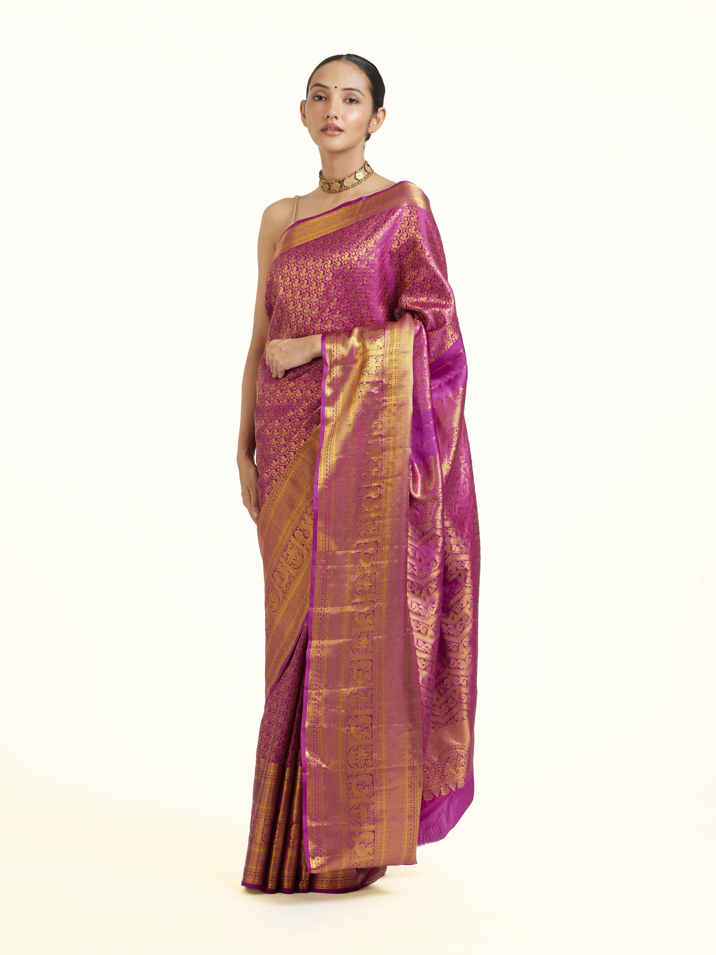 Majenta Silk Handloom Zari Saree