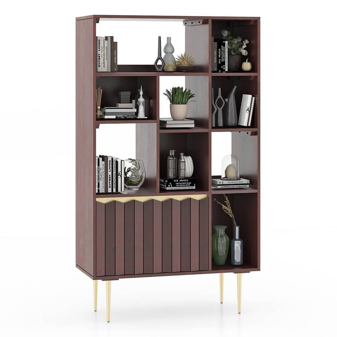 Keoni Solid Wood Bookshelf in Claret Mahogany Finish