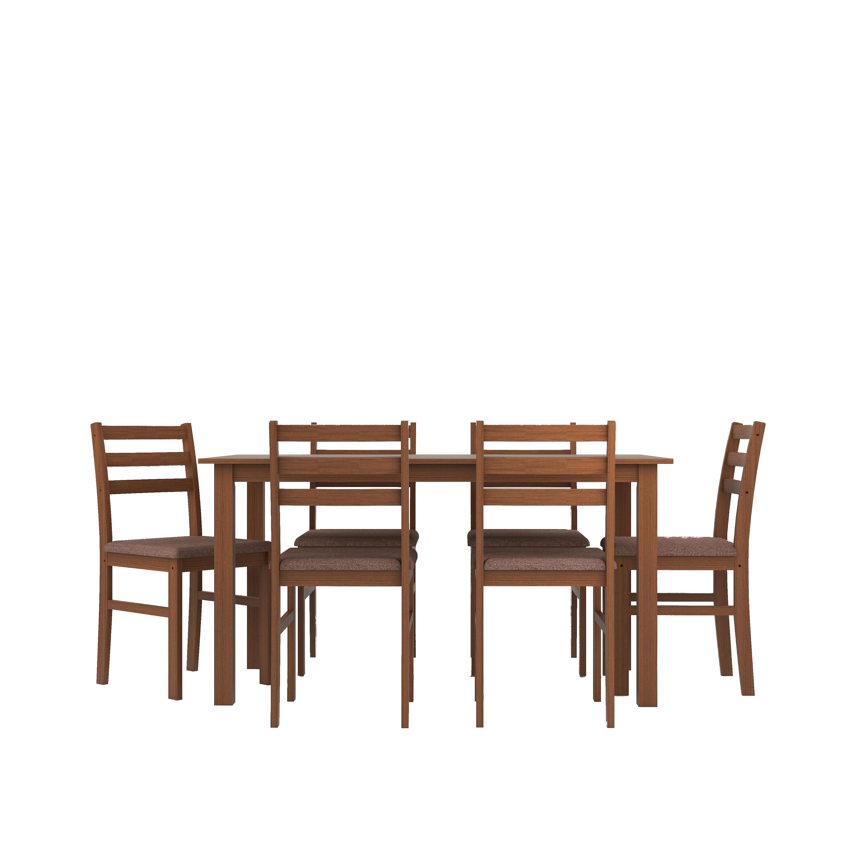 Seattle Starter Dining Set 1+6 (Rubberwood, Antique Oak Finish)