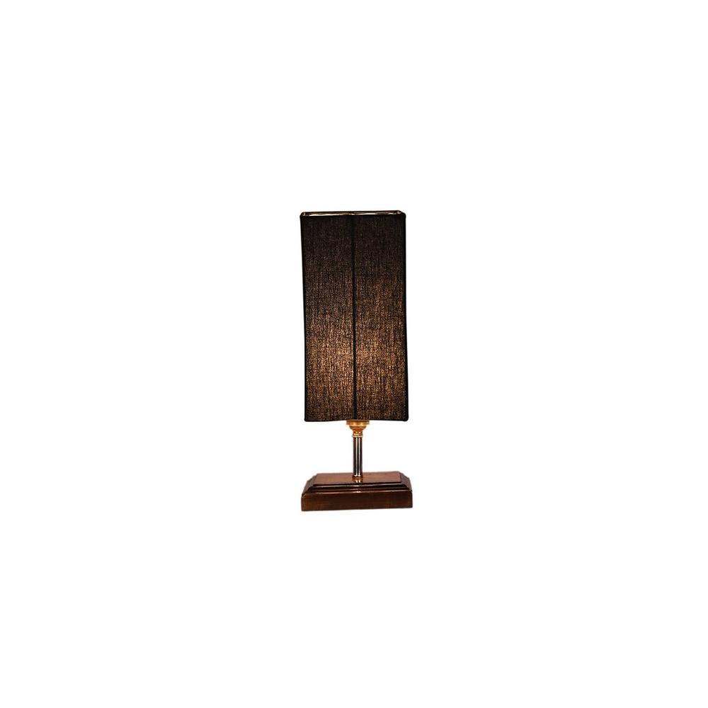 Ellery Black cotton table lamp with Square Brown Wood Base