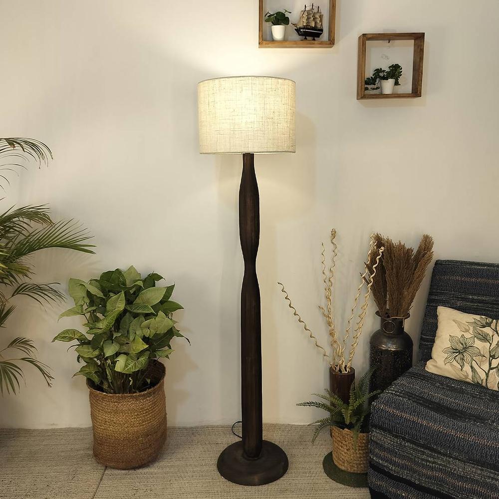 Aristro Beige Jute Floor Lamp with Beige Jute Base