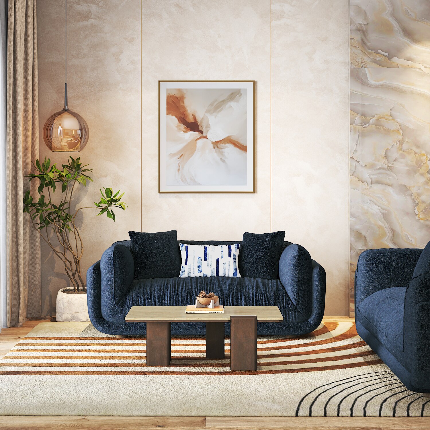 Ezra 2 Seater Sofa in Sapphire Colour