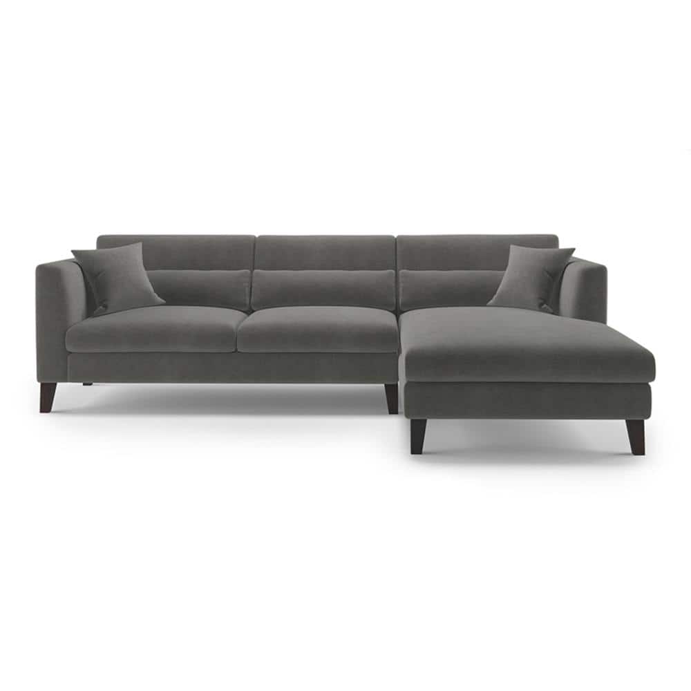 Lewis Sectional Sofa (Colour : Ash Grey Velvet, Cushion : Soft, Seater : Right Aligned 3 Seater + Right Aligned Chaise)