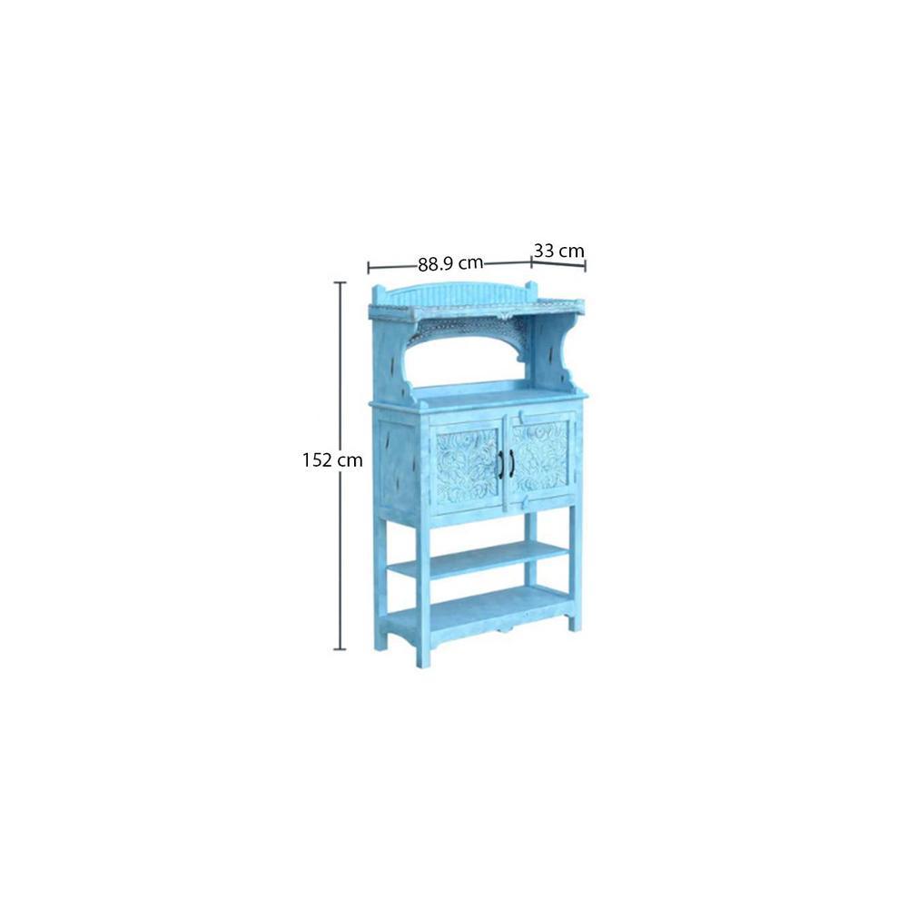 Deshad Solid Wood Bookshelf In Blue Finish