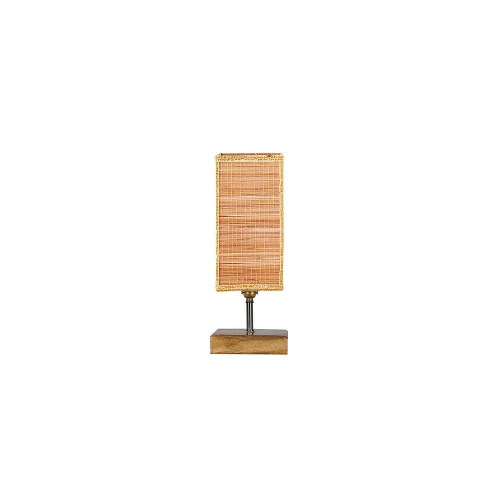Eoin Square Bamboo Table lamp with Natural Wood Base