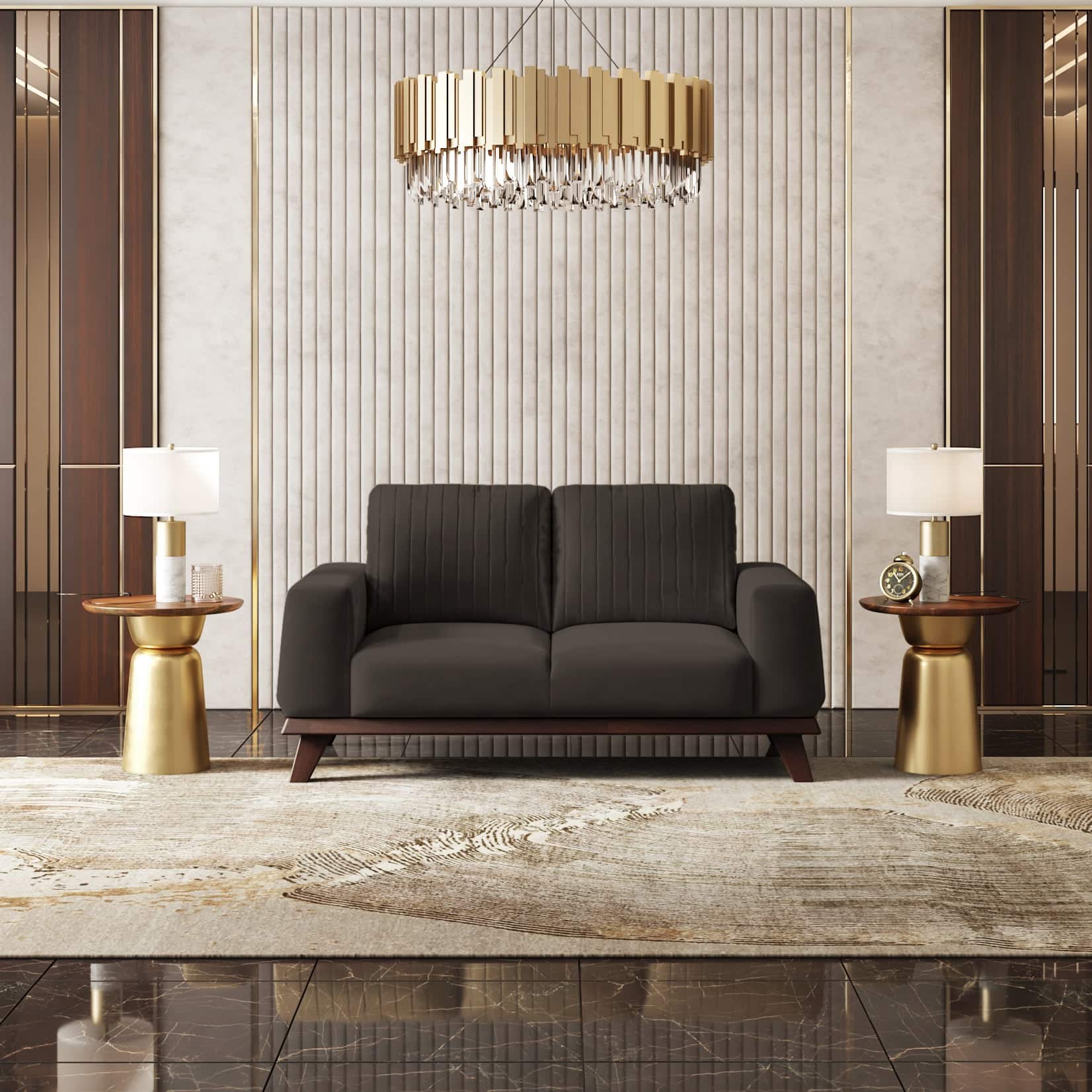 Granada Premium 2 Seater Fabric Sofa in Stone Grey Velvet Colour