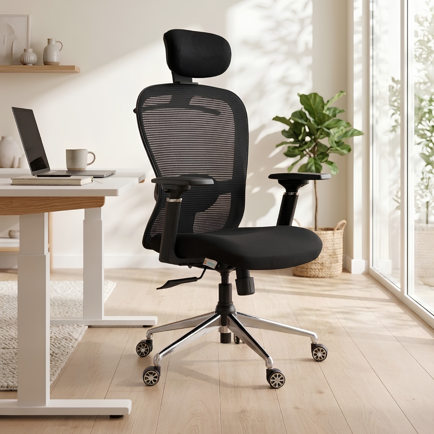Hector High Back Mesh Office Chair With Hanger in Black Colour - Ettorez Office Furniture