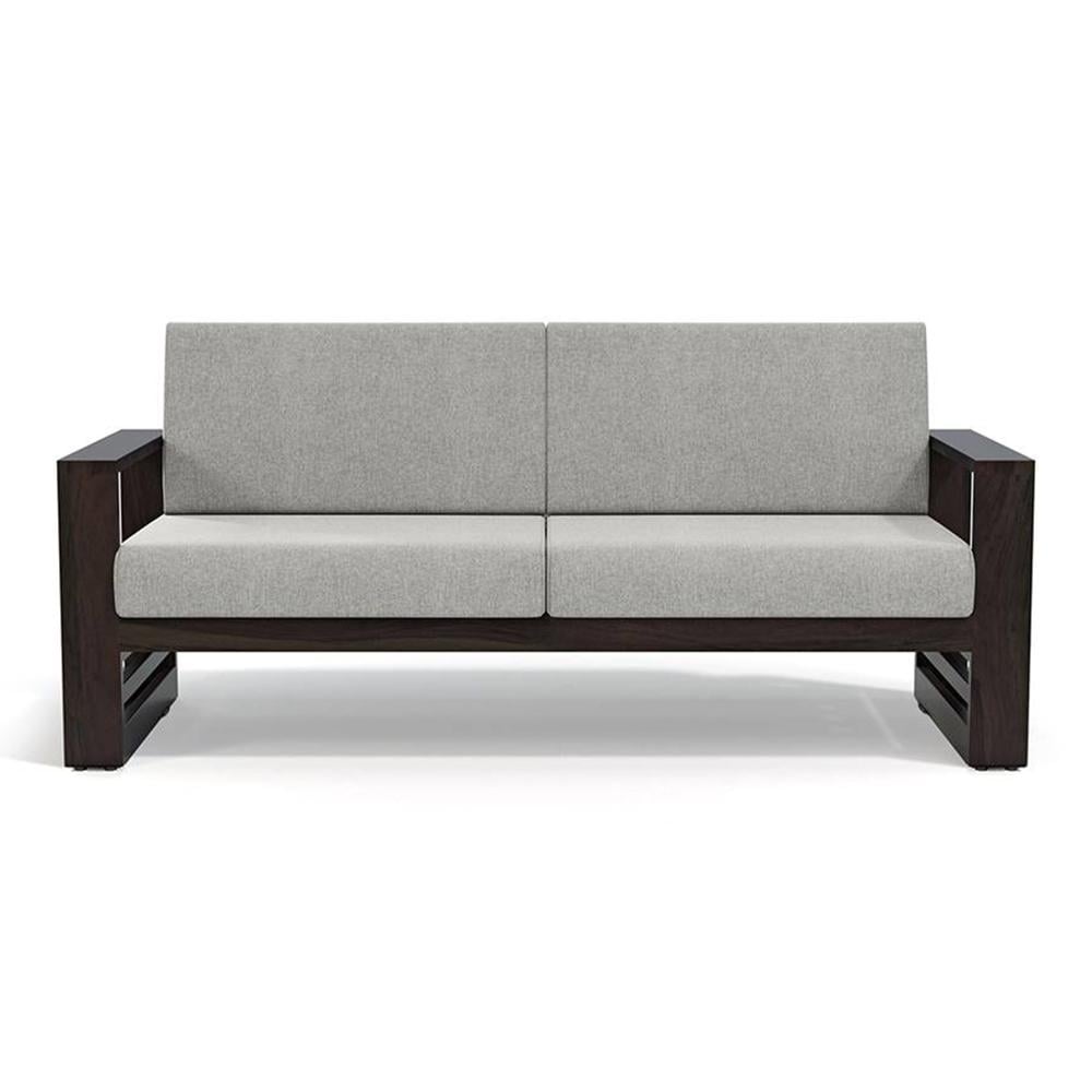 Parson 3 Seater Wooden Sofa In American Walnut Finish (Vapour Grey)