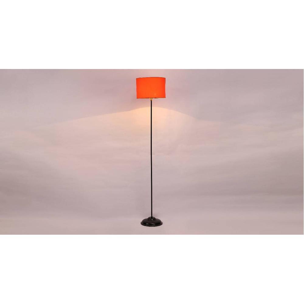 Flynn Orange Fabric Floor Lamp with Black Iron Base