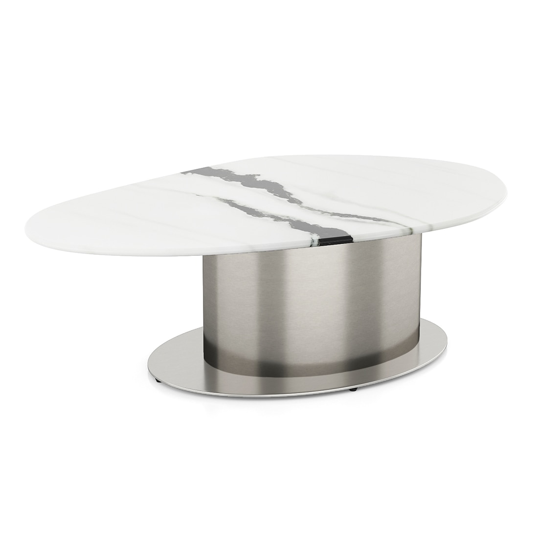 Oaklen Metal Coffee Table In Panda Black And White Marble And Chrome Base Finish