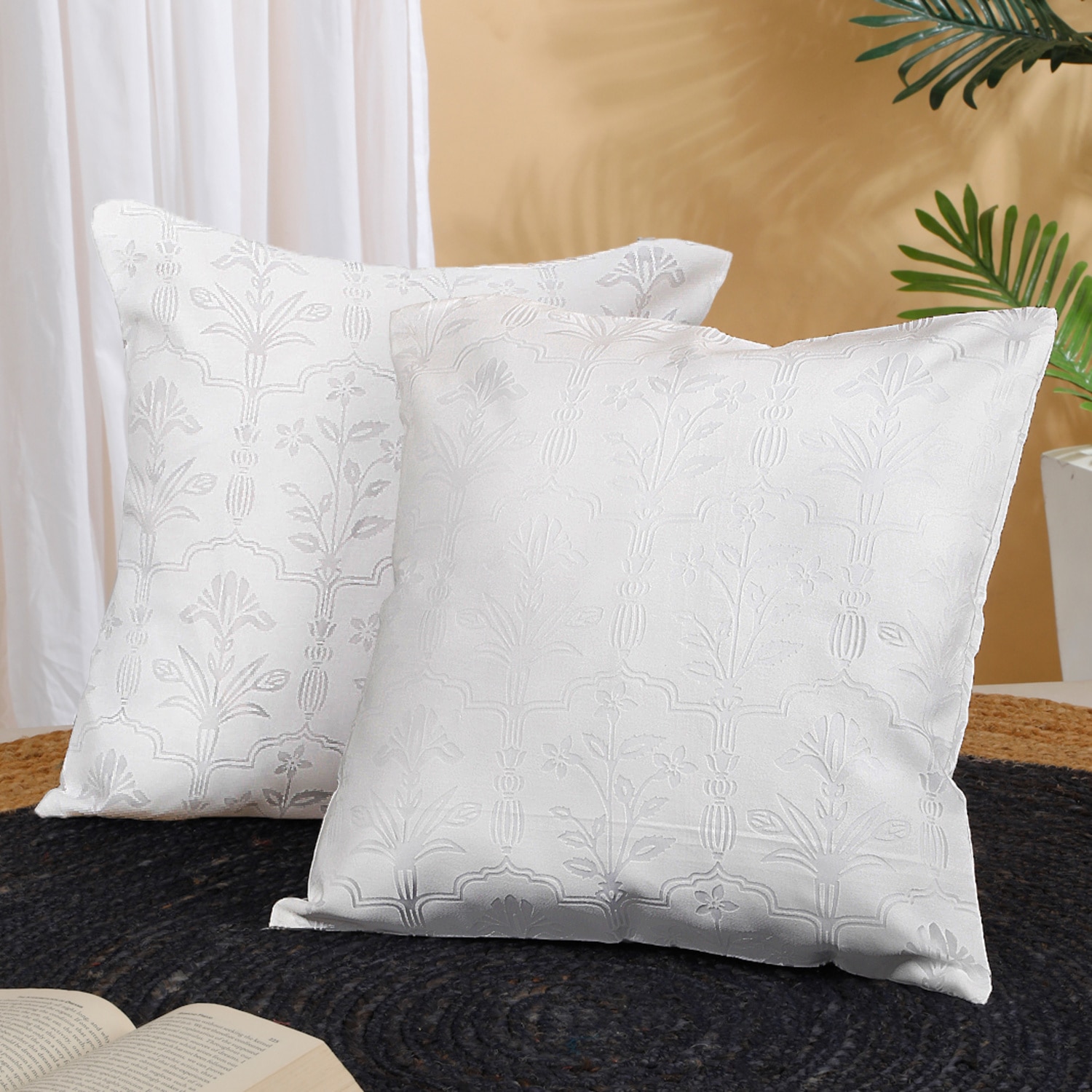 Set Of 2 Burnout Square Cushion Covers