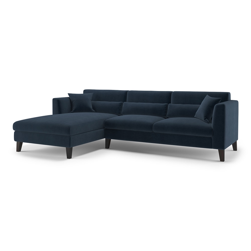 Lewis Sectional Sofa (Colour : Indigo Blue, Cushion : Soft, Seater : Left Aligned 3 Seater + Left Aligned Chaise)