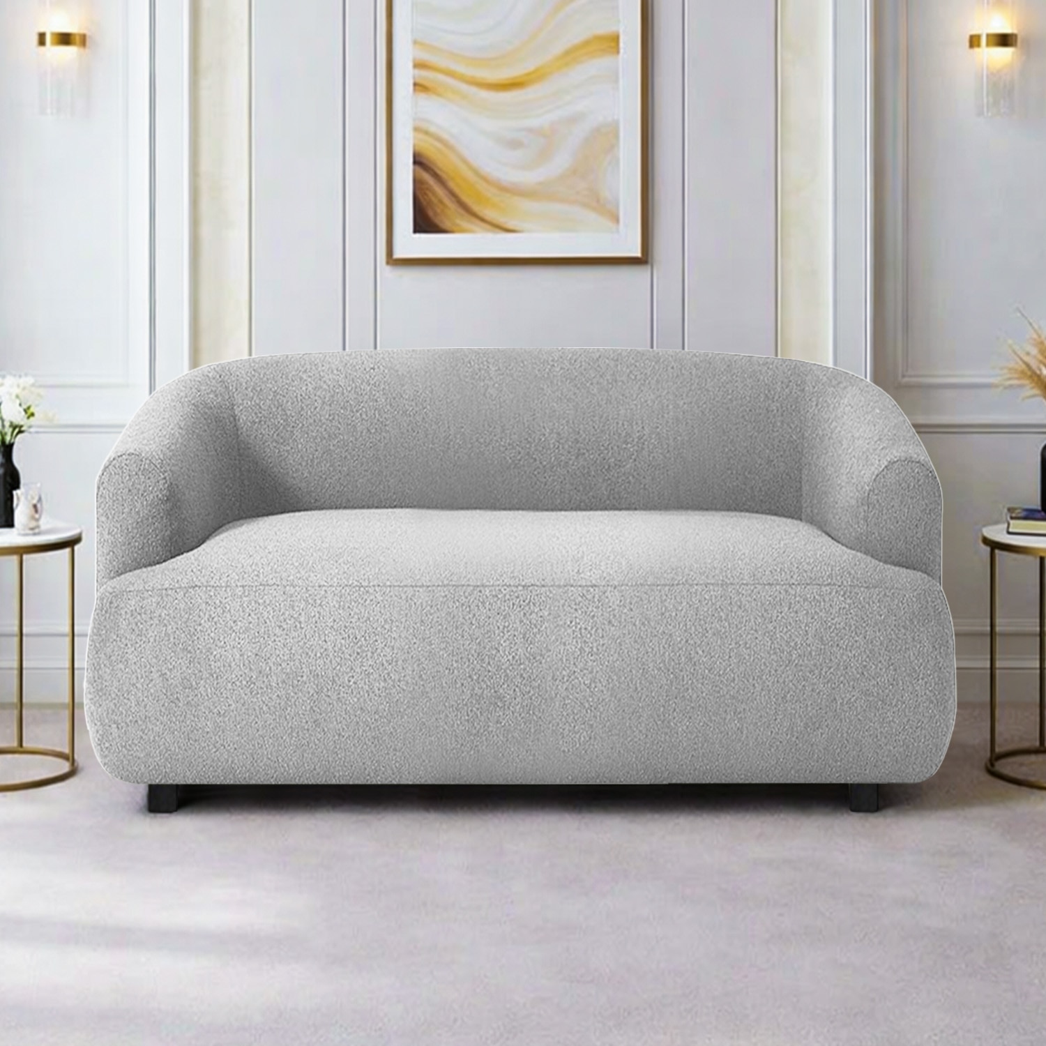Morgen Boucle Fabric 2 Seater Sofa In Grey - Home Lifestylez