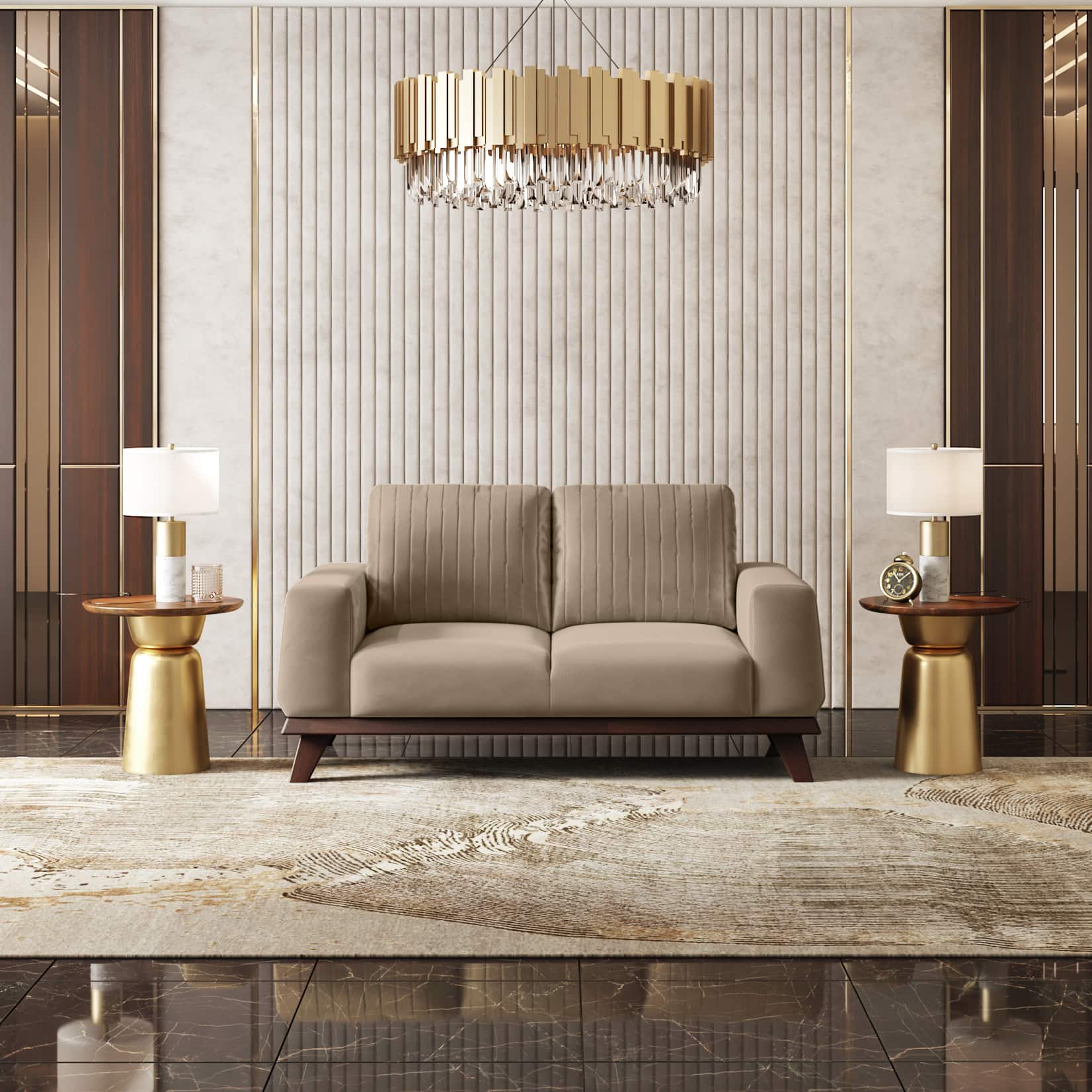 Granada Premium 2 Seater Fabric Sofa in Biscuit Velvet Colour