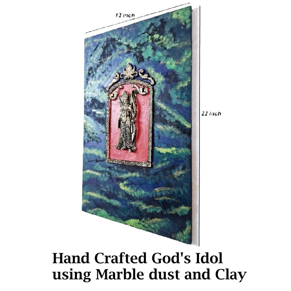 Multi Color Wooden Wall Art Panel with hand made God's idol Cone Art Work of Marble Dust and Clay