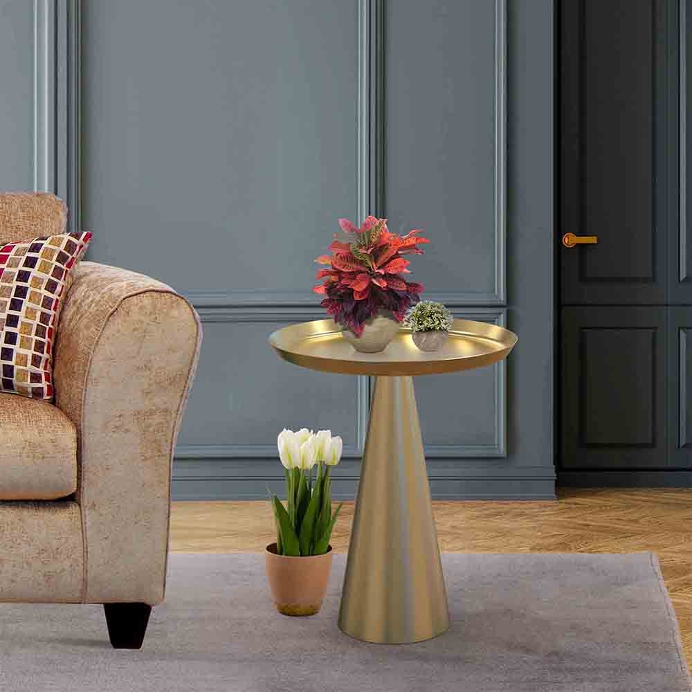 Metalsmith Designer Cone Side Table – Metal, Gold Finish - Metalsmith