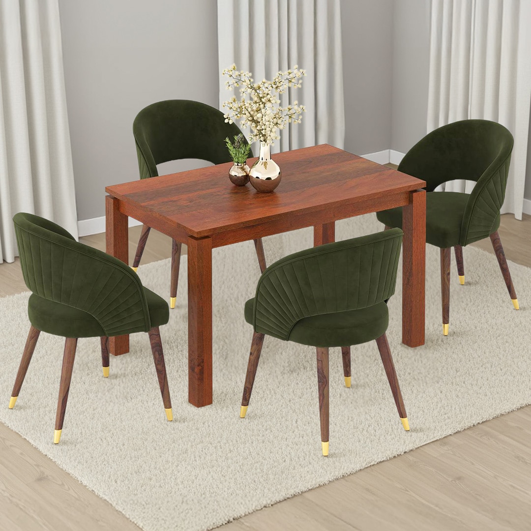 Atlas Solid Wood 4 Seater Dining Table With Celia Dining Chairs