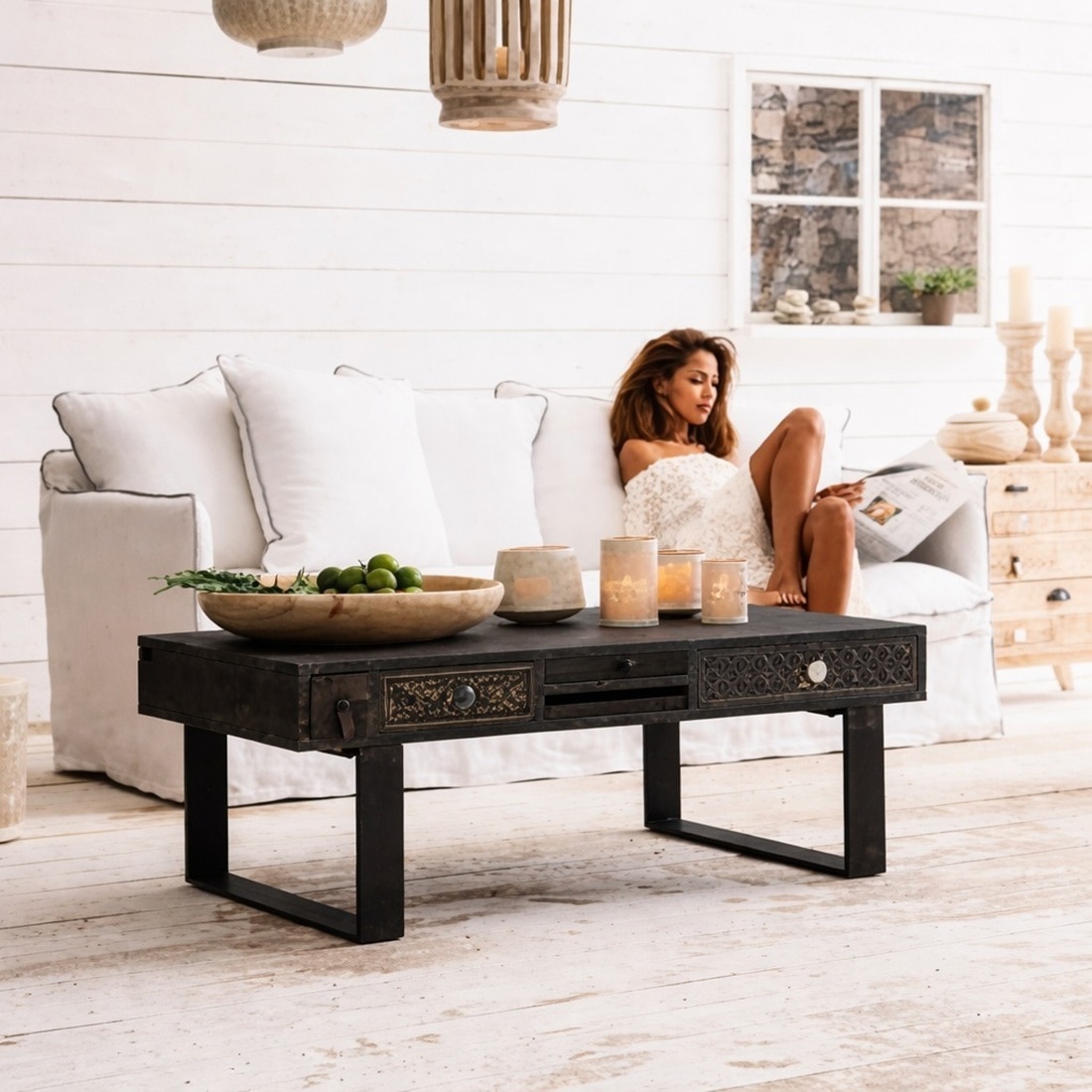 Reed Coffee Table in Black Finish-image-7
