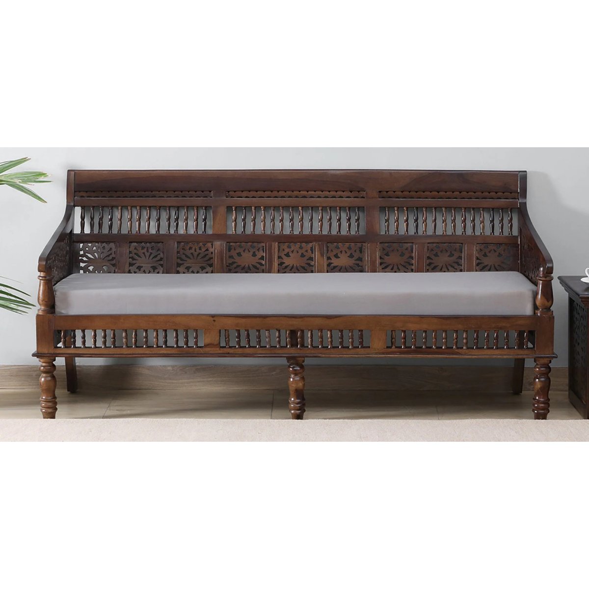Nehmat 3 Seater Wooden Sofa - Vishwakarma Antique
