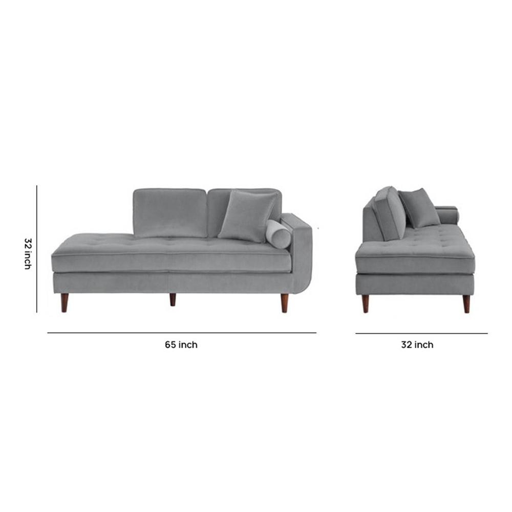 Mydril Velvet Chaise Launger in Grey Colour