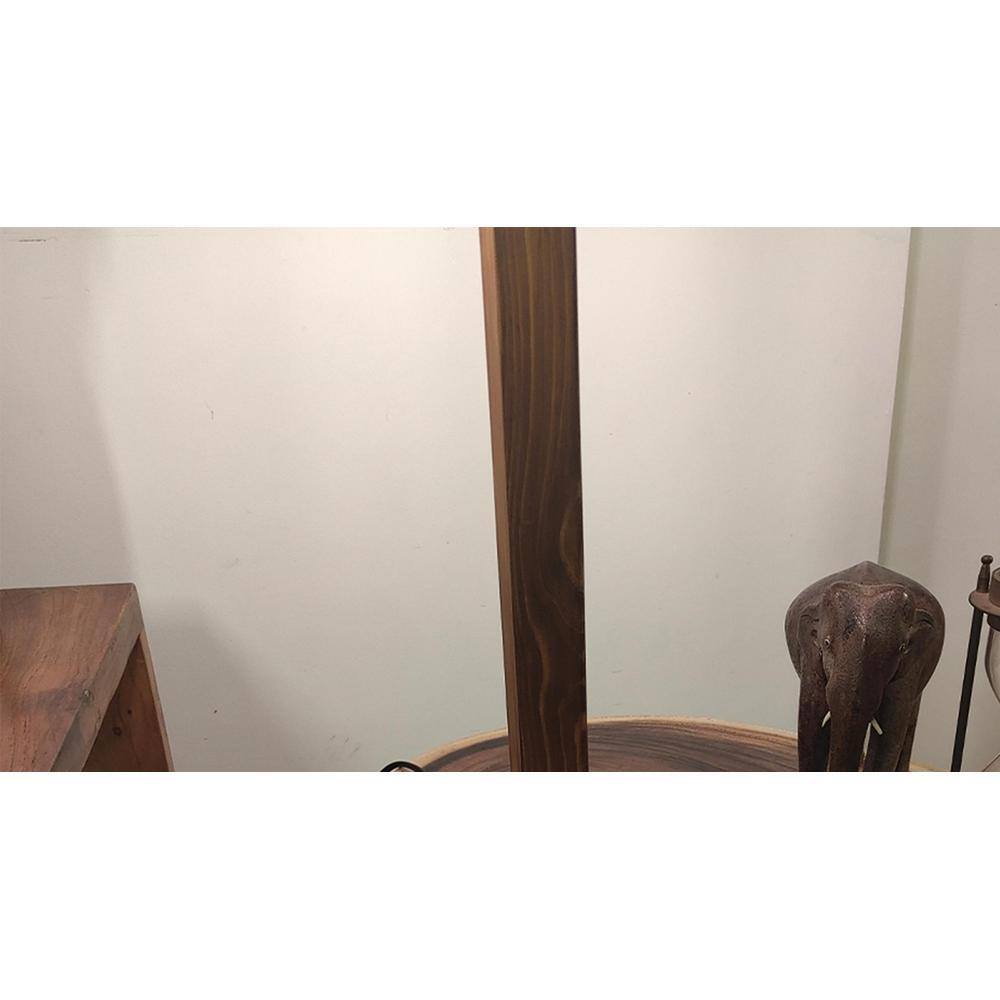 Elania Wooden Table Lamp with Brown Base and Premium White Fabric Lampshade