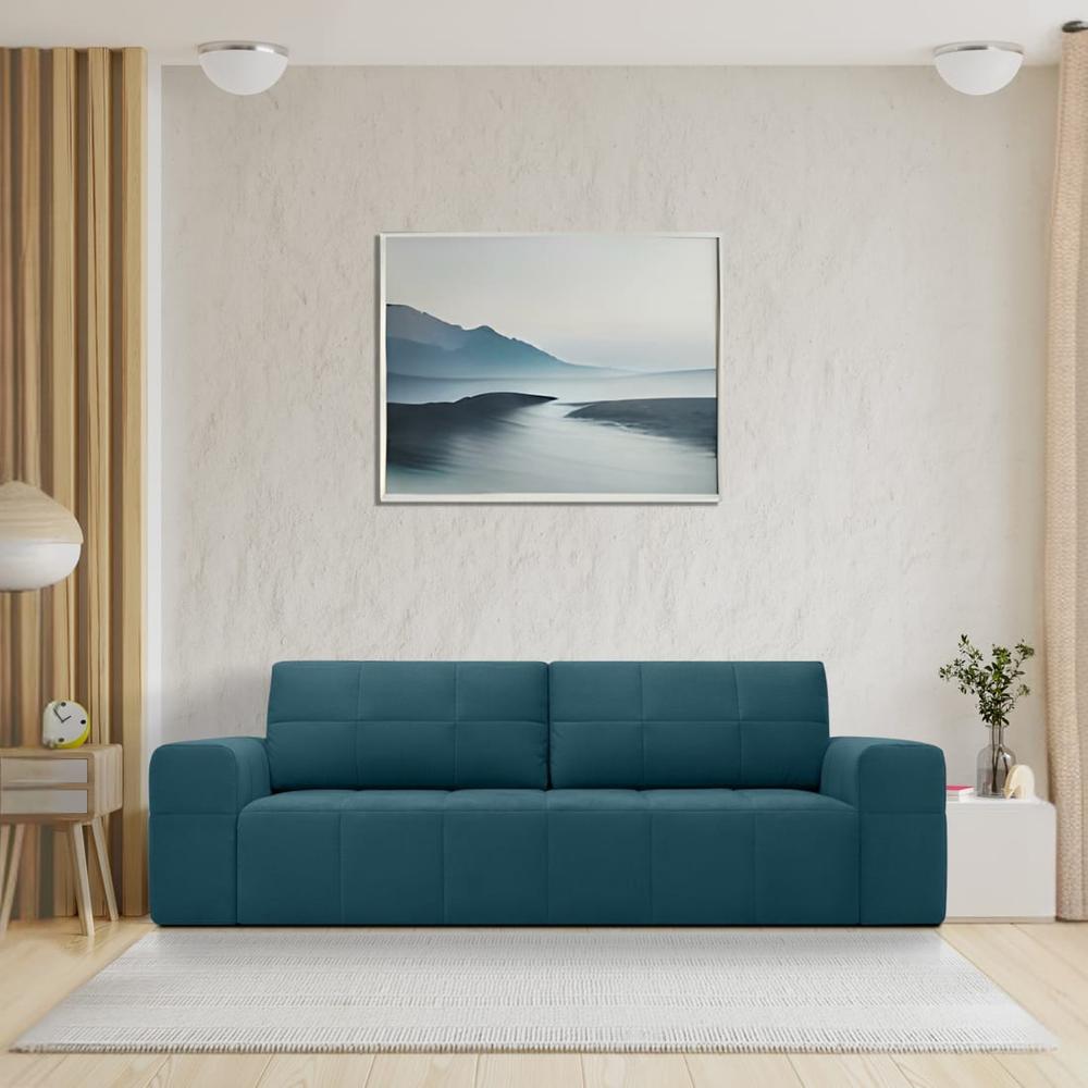 Riyab 3 Seater Pull Out Sofa cum Bed  in T Blue Colour - Ikro Lifestyle