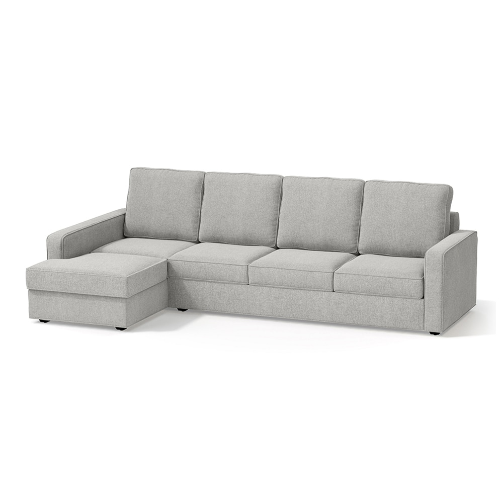 Apollo Sofa (Colour : Vapour Grey, Cushion : Hard, Back Type : High Back, Seating Capacity : Left Aligned 3 Seater + Left Aligned Chaise + Ottoman)