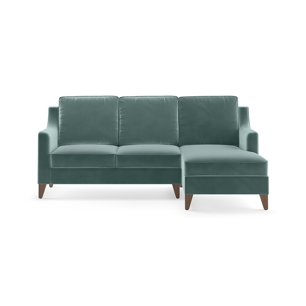Abbey Sectional Sofa (Colour : Dusty Turquoise Velvet, Cushion : Hard, Seater : Right Aligned 2 Seater + Right Aligned Chaise) - Urban Ladder