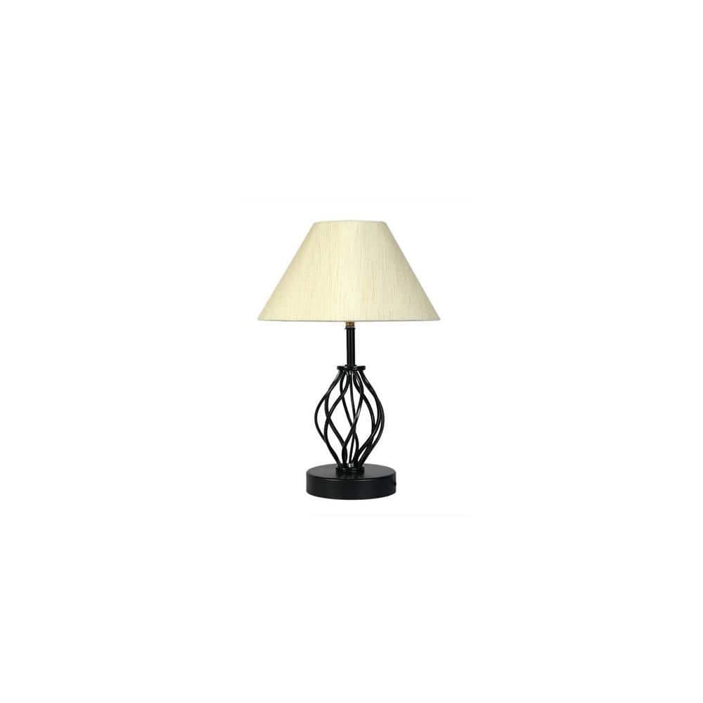 Jane off-white cotton Table lamp with Iron Base