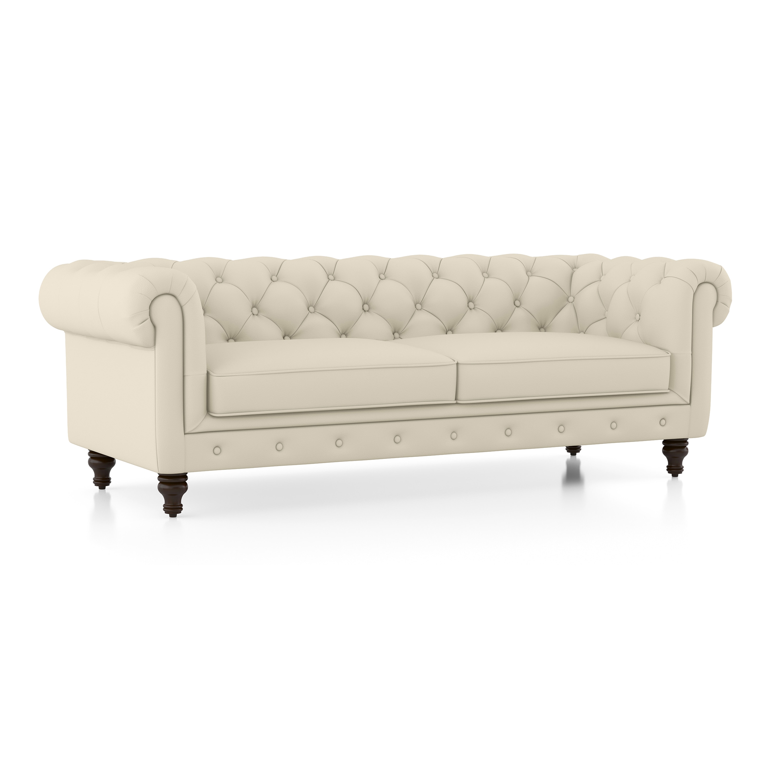 Winchester 3 Seater Half Leather Sofa In Creme Fraiche Italian Leather