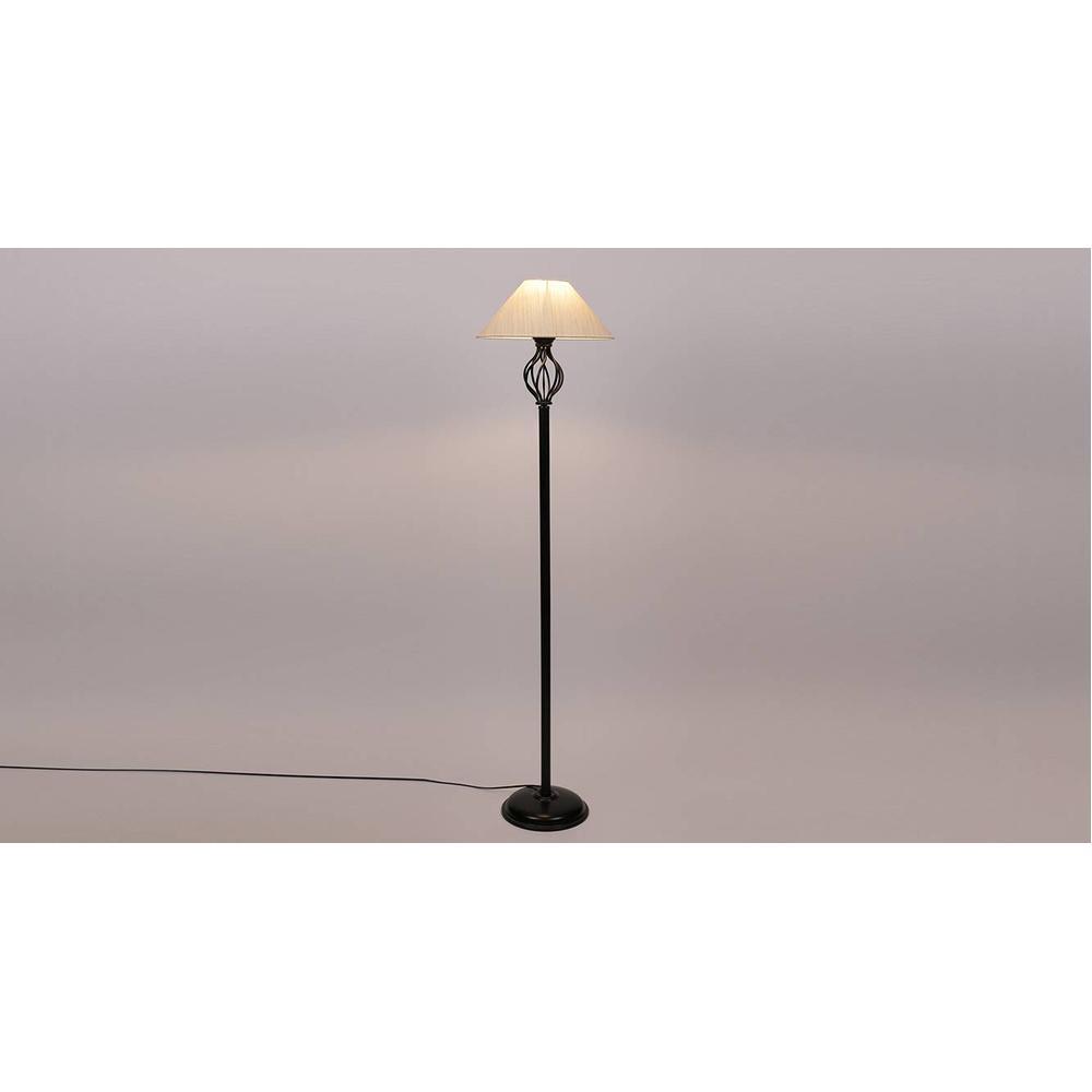 Izzie Black Cotton Shade Floor Lamp