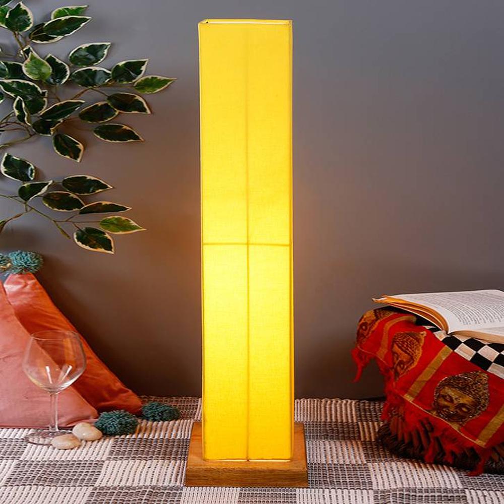 Jacques Yellow Cotton Shade Floor Lamp - Devansh