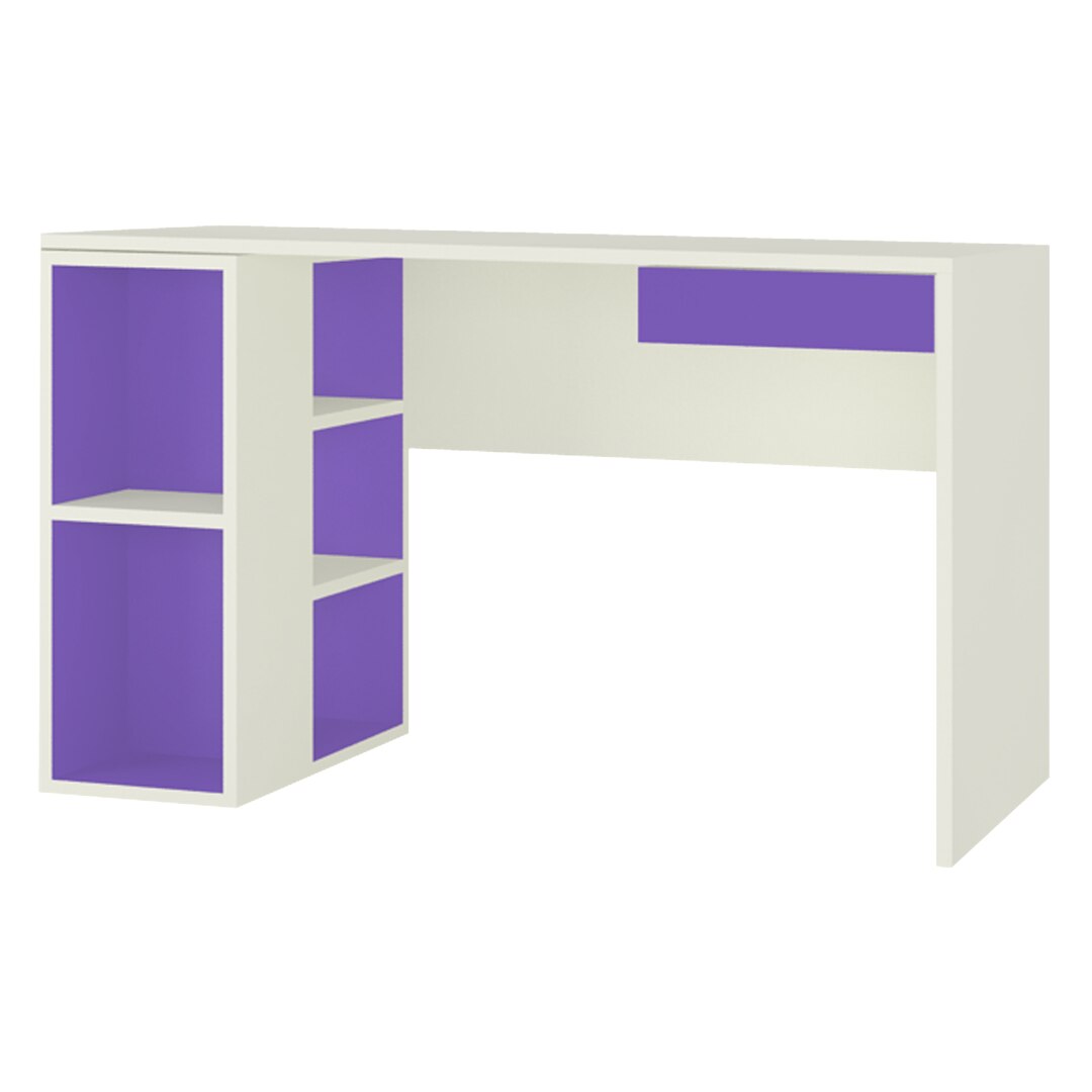 Astra Kids Study Desk with Open Shelves and Drawer in Lavender Purple Colour