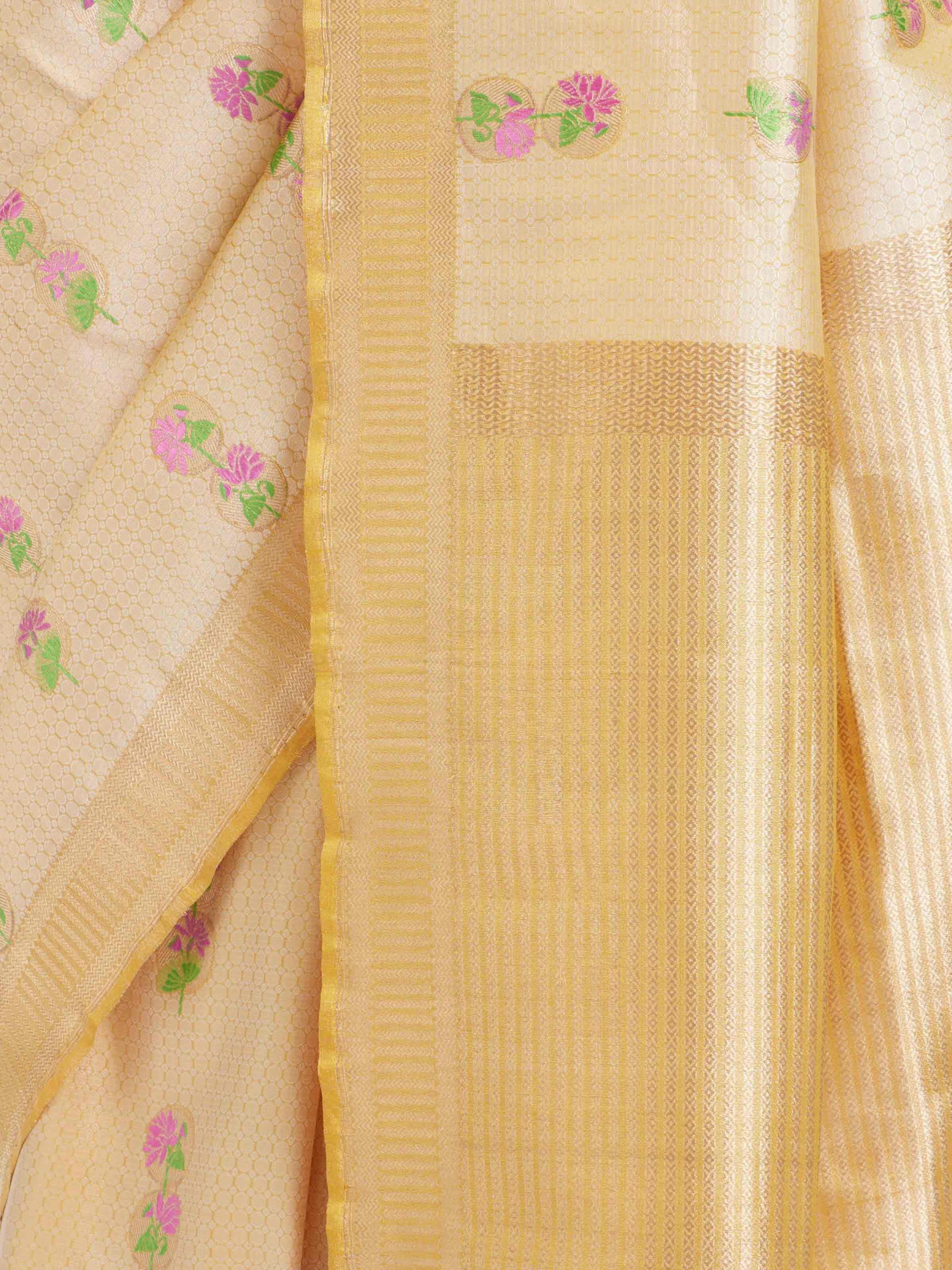 Yellow Banarasi Kadhwa Silk Saree