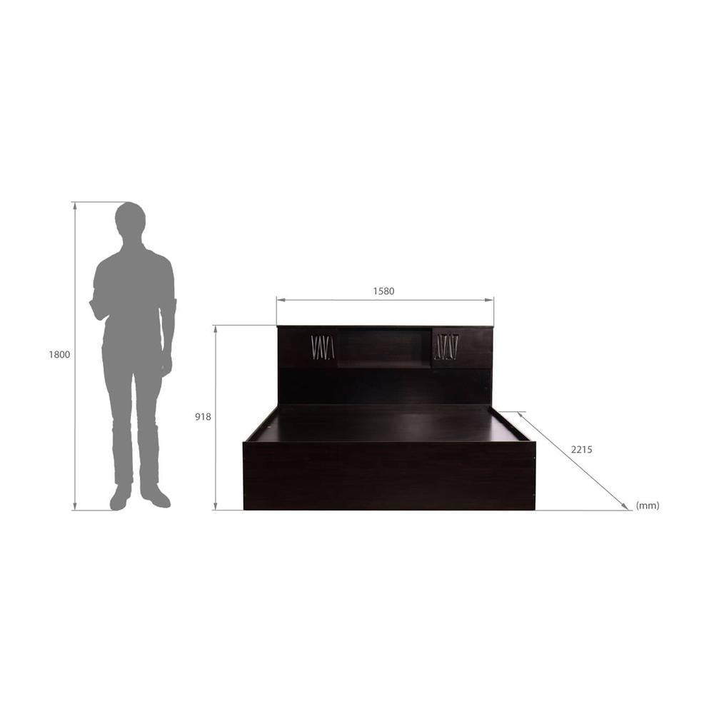 Horae Solid Wood Queen Size Drawer Storage Bed In Melamine Finish