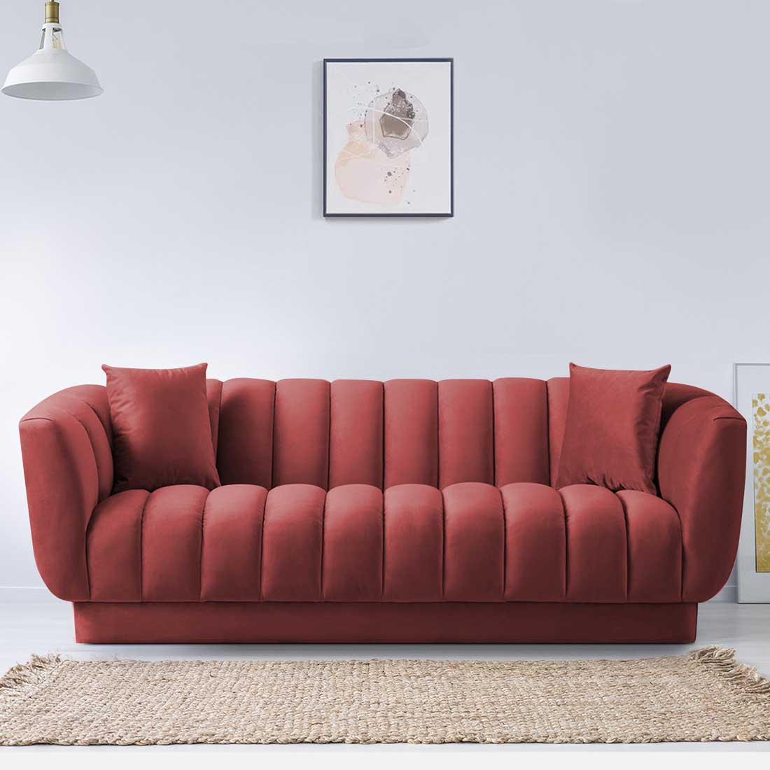 Exalt Fabric Sofa (Pink)