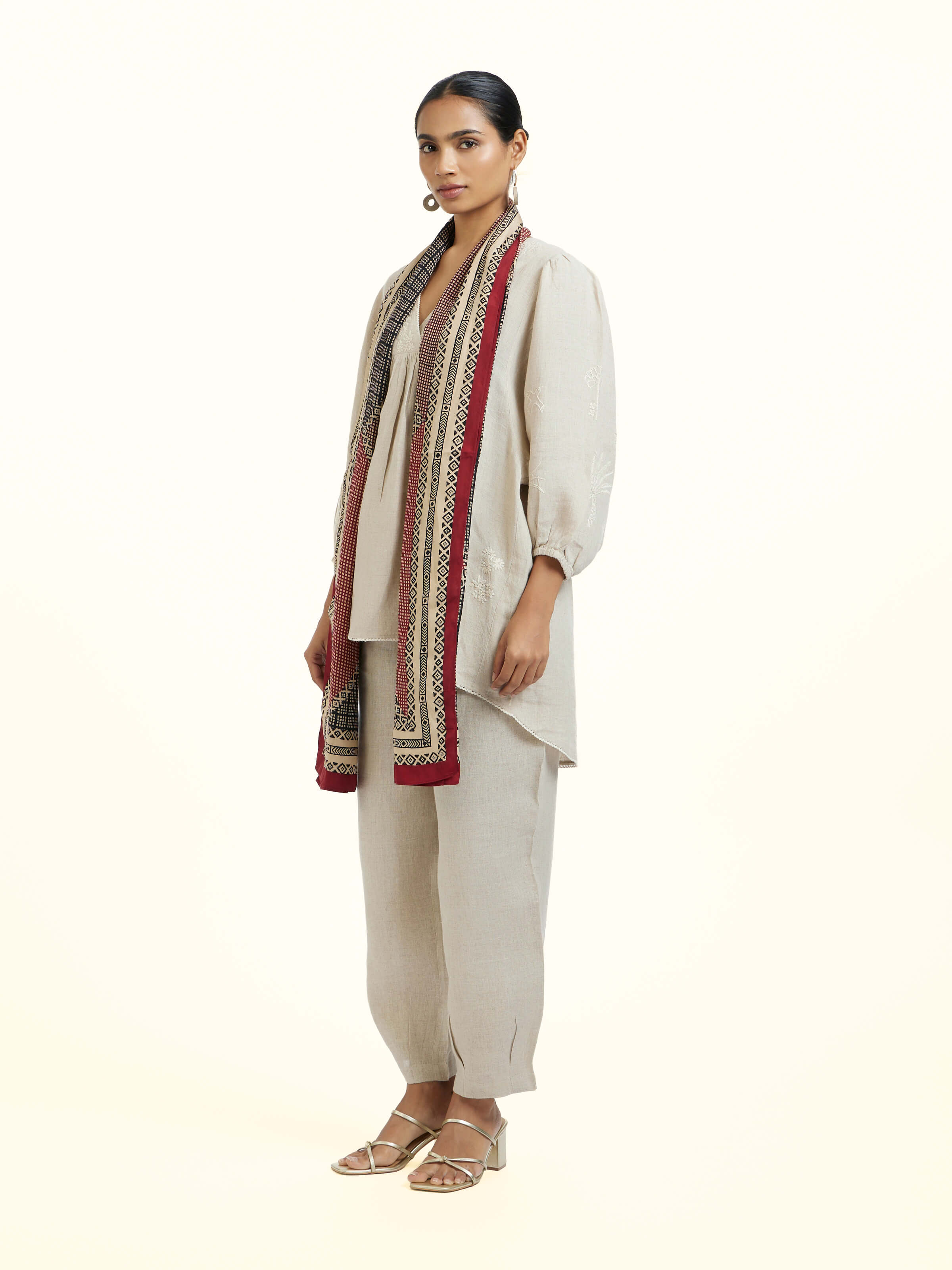 Rust Silk Bagh Hand Block Printed Stole