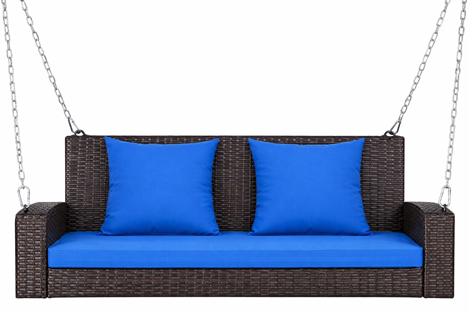 Carry Bird Wicker Patio Furniture Outdoor Balcony Swings In Brown And Navy Blue Colour - Carrybird