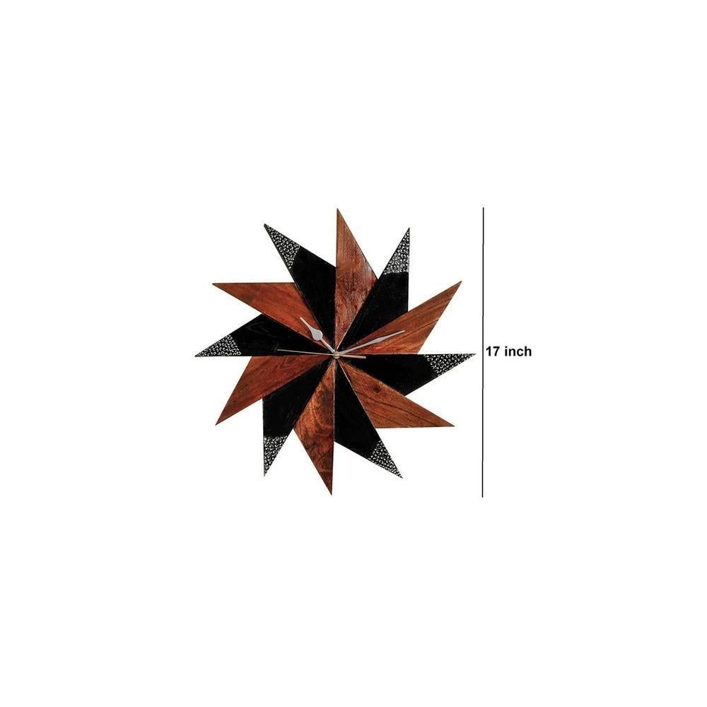 Liam Brown & Black Solid Wood Wall Clock