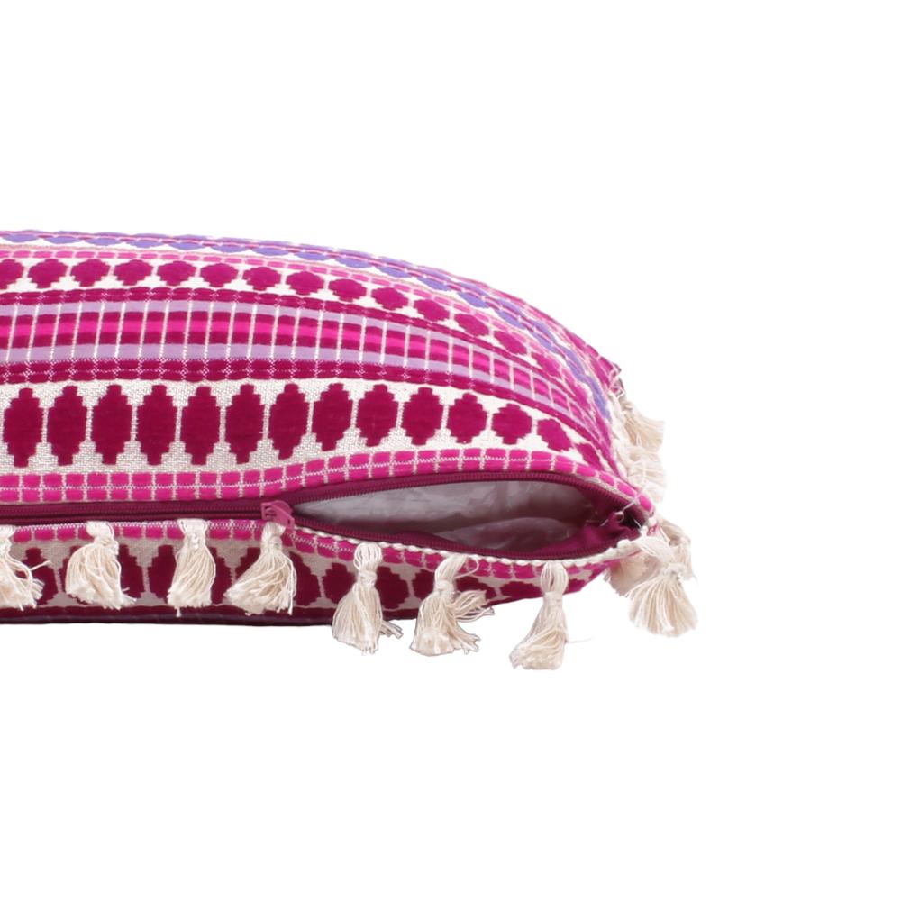 Acrylic Striped Cushion Cover with Lace Set of 2 (24 X 24 Inches)