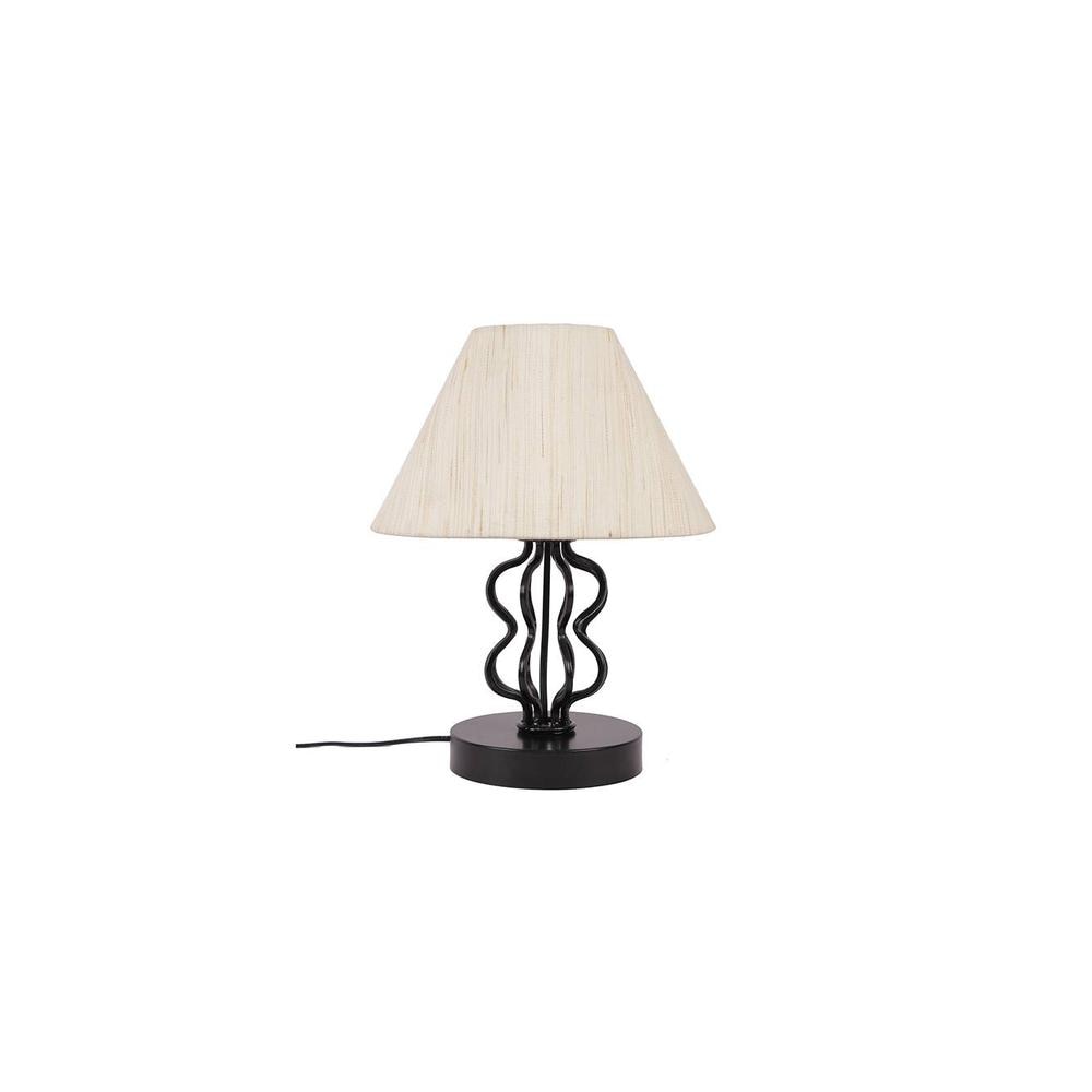 Margot off-white cotton table lamp with iron base