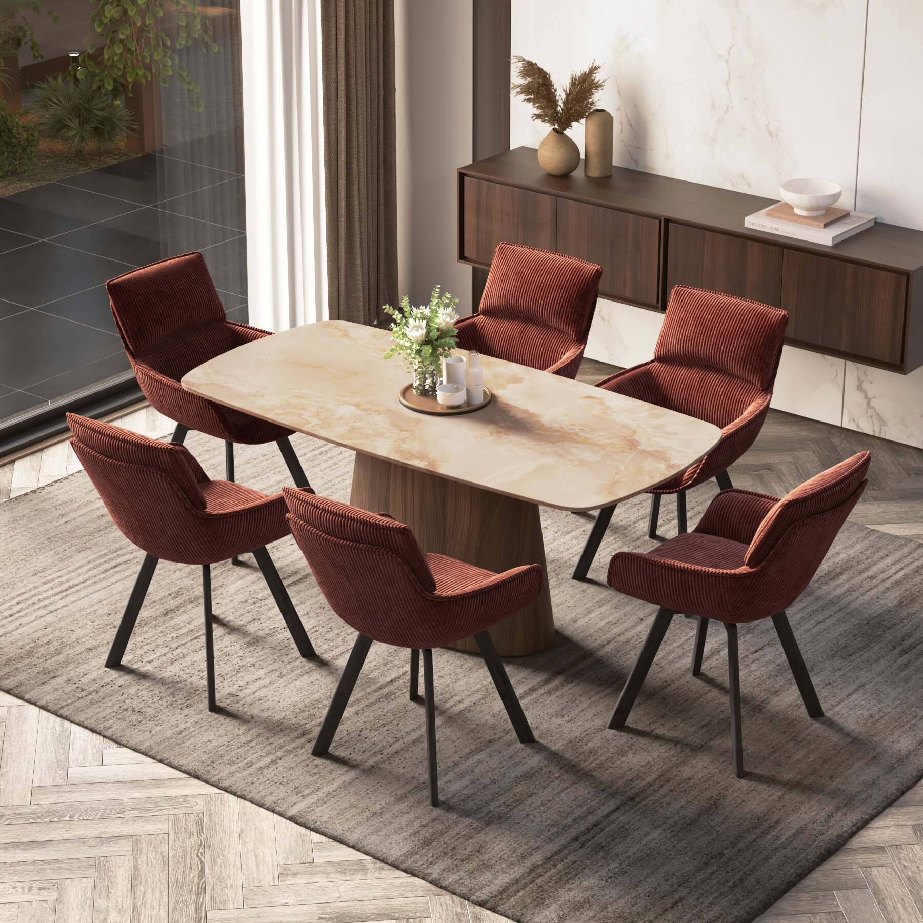 Nola 6 Seater Dining Table With Bren Dining Chair