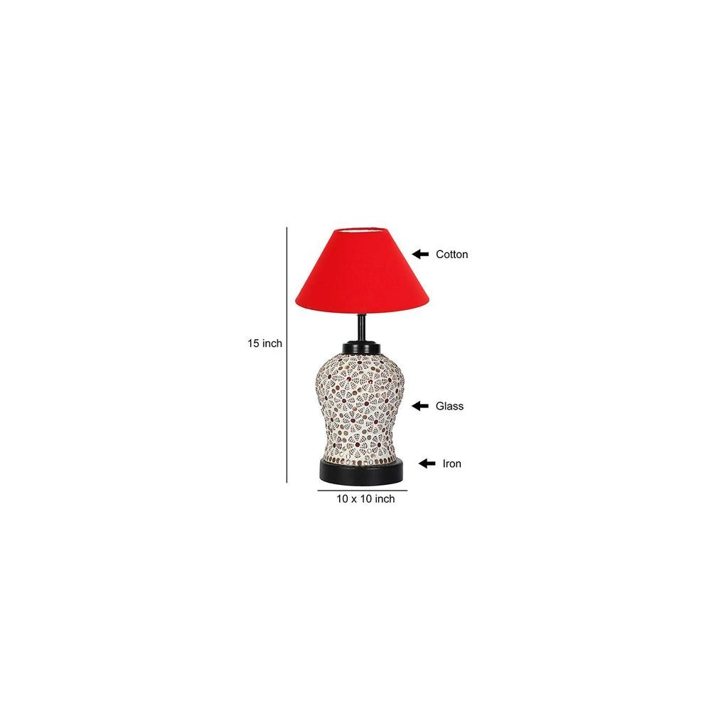 Nayeli Red cotton Glass Table lamp with Iron Base