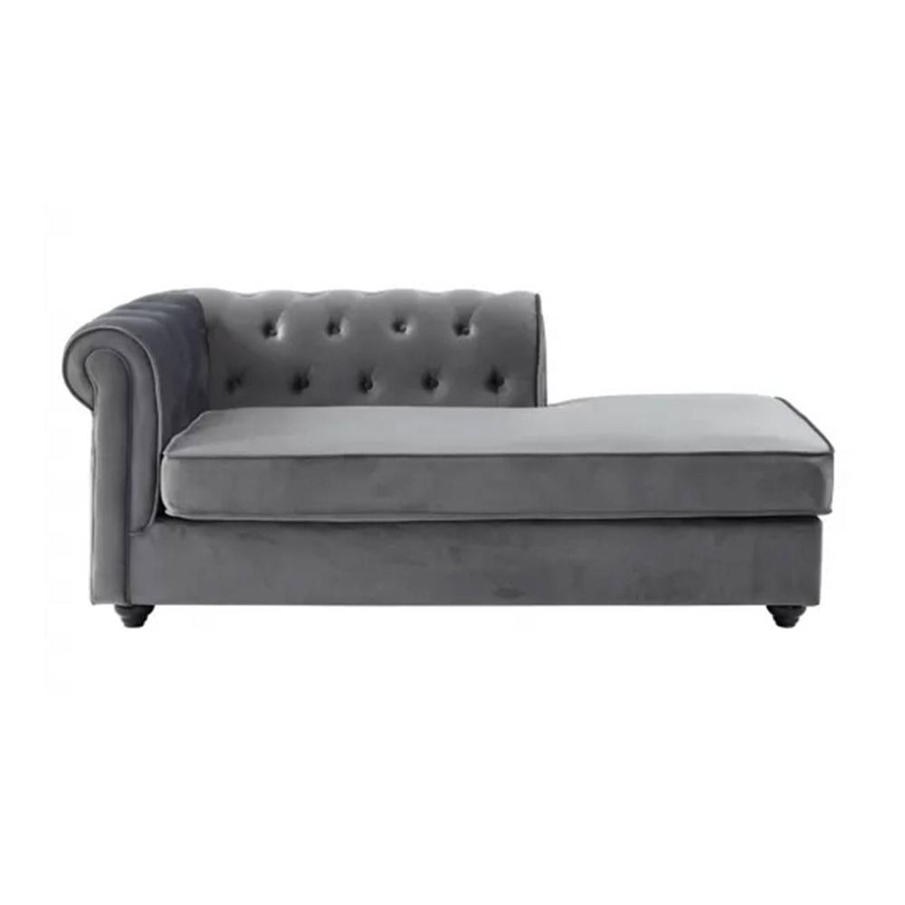 Ease Velvet Chaise Launger in Grey Colour