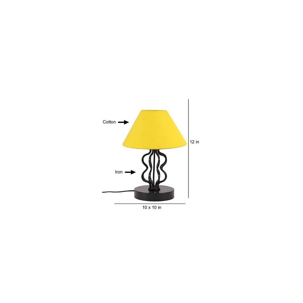 Lilah Yellow cotton Shade Iron Table Lamp